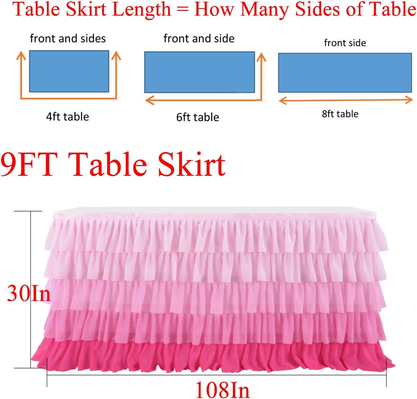 imageRainbow Table Skirt Colorful Tutu Tablecloth for 6ft Rectangle Table Birthday Uincorn Indian Party Christmas DecorationPink Chiffon
