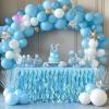 imageBaby Shark Table Cloth for Parties Blue Ruffle Tulle Tutu Table Skirt Rectangle Table 6ft Under the Sea Party Decorations Ocean Themed Party Desk Skirt Baby Shark Birthday Decoration Desk Skirt CoverBlue