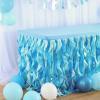imageBaby Shark Table Cloth for Parties Blue Ruffle Tulle Tutu Table Skirt Rectangle Table 6ft Under the Sea Party Decorations Ocean Themed Party Desk Skirt Baby Shark Birthday Decoration Desk Skirt CoverBlue