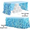 imageBaby Shark Table Cloth for Parties Blue Ruffle Tulle Tutu Table Skirt Rectangle Table 6ft Under the Sea Party Decorations Ocean Themed Party Desk Skirt Baby Shark Birthday Decoration Desk Skirt CoverBlue