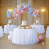 imageHB HBB MAGIC Black Table Cloths 6 Foot Rectangle Tulle Table Skirt Rectangle Tables 6ft Fitted Spandex Table Covers Stretch Elastic Banquet Party Baby Shower Wedding Table ClothsWhite Round