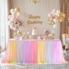 imageHB HBB MAGIC Black Table Cloths 6 Foot Rectangle Tulle Table Skirt Rectangle Tables 6ft Fitted Spandex Table Covers Stretch Elastic Banquet Party Baby Shower Wedding Table ClothsRainbow