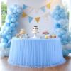 imageHB HBB MAGIC Black Table Cloths 6 Foot Rectangle Tulle Table Skirt Rectangle Tables 6ft Fitted Spandex Table Covers Stretch Elastic Banquet Party Baby Shower Wedding Table ClothsBaby Blue Round