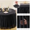 imageHB HBB MAGIC Black Table Cloths 6 Foot Rectangle Tulle Table Skirt Rectangle Tables 6ft Fitted Spandex Table Covers Stretch Elastic Banquet Party Baby Shower Wedding Table ClothsBlack Round