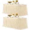 imageHB HBB MAGIC Black Table Cloths 6 Foot Rectangle Tulle Table Skirt Rectangle Tables 6ft Fitted Spandex Table Covers Stretch Elastic Banquet Party Baby Shower Wedding Table ClothsChampagne