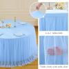 imageHB HBB MAGIC Black Table Cloths 6 Foot Rectangle Tulle Table Skirt Rectangle Tables 6ft Fitted Spandex Table Covers Stretch Elastic Banquet Party Baby Shower Wedding Table ClothsBaby Blue Round