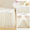 imageHB HBB MAGIC Black Table Cloths 6 Foot Rectangle Tulle Table Skirt Rectangle Tables 6ft Fitted Spandex Table Covers Stretch Elastic Banquet Party Baby Shower Wedding Table ClothsIvory
