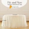 imageHB HBB MAGIC Black Table Cloths 6 Foot Rectangle Tulle Table Skirt Rectangle Tables 6ft Fitted Spandex Table Covers Stretch Elastic Banquet Party Baby Shower Wedding Table ClothsChampagne Round