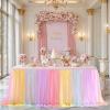 imageHB HBB MAGIC Black Table Cloths 6 Foot Rectangle Tulle Table Skirt Rectangle Tables 6ft Fitted Spandex Table Covers Stretch Elastic Banquet Party Baby Shower Wedding Table ClothsRainbow