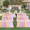 imageHB HBB MAGIC Black Table Cloths 6 Foot Rectangle Tulle Table Skirt Rectangle Tables 6ft Fitted Spandex Table Covers Stretch Elastic Banquet Party Baby Shower Wedding Table ClothsRainbow