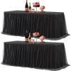 imageHB HBB MAGIC Black Table Cloths 6 Foot Rectangle Tulle Table Skirt Rectangle Tables 6ft Fitted Spandex Table Covers Stretch Elastic Banquet Party Baby Shower Wedding Table ClothsBlack