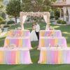 imageHB HBB MAGIC Black Table Cloths 6 Foot Rectangle Tulle Table Skirt Rectangle Tables 6ft Fitted Spandex Table Covers Stretch Elastic Banquet Party Baby Shower Wedding Table ClothsRainbow
