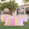 imageHB HBB MAGIC Black Table Cloths 6 Foot Rectangle Tulle Table Skirt Rectangle Tables 6ft Fitted Spandex Table Covers Stretch Elastic Banquet Party Baby Shower Wedding Table ClothsRainbow