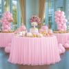 imageHB HBB MAGIC Black Table Cloths 6 Foot Rectangle Tulle Table Skirt Rectangle Tables 6ft Fitted Spandex Table Covers Stretch Elastic Banquet Party Baby Shower Wedding Table ClothsPink Round