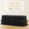 imageHB HBB MAGIC Black Table Cloths 6 Foot Rectangle Tulle Table Skirt Rectangle Tables 6ft Fitted Spandex Table Covers Stretch Elastic Banquet Party Baby Shower Wedding Table ClothsBlack