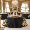 imageHB HBB MAGIC Black Table Cloths 6 Foot Rectangle Tulle Table Skirt Rectangle Tables 6ft Fitted Spandex Table Covers Stretch Elastic Banquet Party Baby Shower Wedding Table ClothsBlack Round