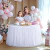 imageHB HBB MAGIC Black Table Cloths 6 Foot Rectangle Tulle Table Skirt Rectangle Tables 6ft Fitted Spandex Table Covers Stretch Elastic Banquet Party Baby Shower Wedding Table ClothsWhite Round