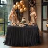 imageHB HBB MAGIC Black Table Cloths 6 Foot Rectangle Tulle Table Skirt Rectangle Tables 6ft Fitted Spandex Table Covers Stretch Elastic Banquet Party Baby Shower Wedding Table ClothsBlack Round