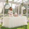 imageHB HBB MAGIC Black Table Cloths 6 Foot Rectangle Tulle Table Skirt Rectangle Tables 6ft Fitted Spandex Table Covers Stretch Elastic Banquet Party Baby Shower Wedding Table ClothsIvory