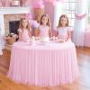 imageHB HBB MAGIC Black Table Cloths 6 Foot Rectangle Tulle Table Skirt Rectangle Tables 6ft Fitted Spandex Table Covers Stretch Elastic Banquet Party Baby Shower Wedding Table ClothsPink Round