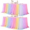 imageHB HBB MAGIC Black Table Cloths 6 Foot Rectangle Tulle Table Skirt Rectangle Tables 6ft Fitted Spandex Table Covers Stretch Elastic Banquet Party Baby Shower Wedding Table ClothsRainbow