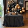 imageHB HBB MAGIC Black Table Cloths 6 Foot Rectangle Tulle Table Skirt Rectangle Tables 6ft Fitted Spandex Table Covers Stretch Elastic Banquet Party Baby Shower Wedding Table ClothsBlack Round