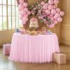 imageHB HBB MAGIC Black Table Cloths 6 Foot Rectangle Tulle Table Skirt Rectangle Tables 6ft Fitted Spandex Table Covers Stretch Elastic Banquet Party Baby Shower Wedding Table ClothsPink Round