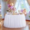 imageHB HBB MAGIC Black Table Cloths 6 Foot Rectangle Tulle Table Skirt Rectangle Tables 6ft Fitted Spandex Table Covers Stretch Elastic Banquet Party Baby Shower Wedding Table ClothsWhite Round