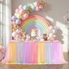 imageHB HBB MAGIC Black Table Cloths 6 Foot Rectangle Tulle Table Skirt Rectangle Tables 6ft Fitted Spandex Table Covers Stretch Elastic Banquet Party Baby Shower Wedding Table ClothsRainbow