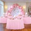 imageHB HBB MAGIC Black Table Cloths 6 Foot Rectangle Tulle Table Skirt Rectangle Tables 6ft Fitted Spandex Table Covers Stretch Elastic Banquet Party Baby Shower Wedding Table ClothsPink Round