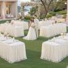 imageHB HBB MAGIC Black Table Cloths 6 Foot Rectangle Tulle Table Skirt Rectangle Tables 6ft Fitted Spandex Table Covers Stretch Elastic Banquet Party Baby Shower Wedding Table ClothsIvory