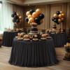 imageHB HBB MAGIC Black Table Cloths 6 Foot Rectangle Tulle Table Skirt Rectangle Tables 6ft Fitted Spandex Table Covers Stretch Elastic Banquet Party Baby Shower Wedding Table ClothsBlack Round