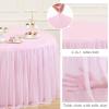 imageHB HBB MAGIC Black Table Cloths 6 Foot Rectangle Tulle Table Skirt Rectangle Tables 6ft Fitted Spandex Table Covers Stretch Elastic Banquet Party Baby Shower Wedding Table ClothsPink Round