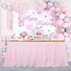 imageHB HBB MAGIC Pink Table Skirt Tulle Tutu Table Skirt for Rectangle Tables 6ft Girl Birthday Party Baby Shower Unicorn DecorationsPink