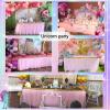 imageHB HBB MAGIC Pink Table Skirt Tulle Tutu Table Skirt for Rectangle Tables 6ft Girl Birthday Party Baby Shower Unicorn DecorationsPink