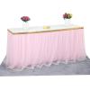 imageHB HBB MAGIC Pink Table Skirt Tulle Tutu Table Skirt for Rectangle Tables 6ft Girl Birthday Party Baby Shower Unicorn DecorationsPink