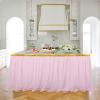 imageHB HBB MAGIC Pink Table Skirt Tulle Tutu Table Skirt for Rectangle Tables 6ft Girl Birthday Party Baby Shower Unicorn DecorationsPink