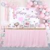 imageHB HBB MAGIC Pink Table Skirt Tulle Tutu Table Skirt for Rectangle Tables 6ft Girl Birthday Party Baby Shower Unicorn DecorationsPink