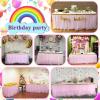 imageHB HBB MAGIC Pink Table Skirt Tulle Tutu Table Skirt for Rectangle Tables 6ft Girl Birthday Party Baby Shower Unicorn DecorationsPink