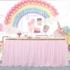imageHB HBB MAGIC Pink Table Skirt Tulle Tutu Table Skirt for Rectangle Tables 6ft Girl Birthday Party Baby Shower Unicorn DecorationsPink