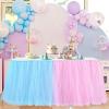imageHB HBB MAGIC Pink Tulle Tutu Table Skirt for Birthday Party Baby Shower Girls Wedding Gender Reveal Pink Table Skirts for Rectangle Tables 6FTBlue Pink Handmade