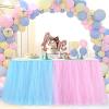 imageHB HBB MAGIC Pink Tulle Tutu Table Skirt for Birthday Party Baby Shower Girls Wedding Gender Reveal Pink Table Skirts for Rectangle Tables 6FTBlue Pink Handmade