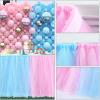 imageHB HBB MAGIC Pink Tulle Tutu Table Skirt for Birthday Party Baby Shower Girls Wedding Gender Reveal Pink Table Skirts for Rectangle Tables 6FTBlue Pink Handmade