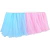 imageHB HBB MAGIC Pink Tulle Tutu Table Skirt for Birthday Party Baby Shower Girls Wedding Gender Reveal Pink Table Skirts for Rectangle Tables 6FTBlue Pink Handmade