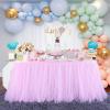 imageHB HBB MAGIC Pink Tulle Tutu Table Skirt for Birthday Party Baby Shower Girls Wedding Gender Reveal Pink Table Skirts for Rectangle Tables 6FTPink