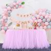 imageHB HBB MAGIC Pink Tulle Tutu Table Skirt for Birthday Party Baby Shower Girls Wedding Gender Reveal Pink Table Skirts for Rectangle Tables 6FTPink