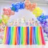 imageHB HBB MAGIC Pink Tulle Tutu Table Skirt for Birthday Party Baby Shower Girls Wedding Gender Reveal Pink Table Skirts for Rectangle Tables 6FTRainbow Handmade