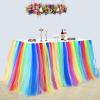 imageHB HBB MAGIC Pink Tulle Tutu Table Skirt for Birthday Party Baby Shower Girls Wedding Gender Reveal Pink Table Skirts for Rectangle Tables 6FTRainbow Handmade