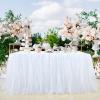 imageHB HBB MAGIC Pink Tulle Tutu Table Skirt for Birthday Party Baby Shower Girls Wedding Gender Reveal Pink Table Skirts for Rectangle Tables 6FTWhite Handmade