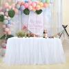 imageHB HBB MAGIC Pink Tulle Tutu Table Skirt for Birthday Party Baby Shower Girls Wedding Gender Reveal Pink Table Skirts for Rectangle Tables 6FTWhite Handmade